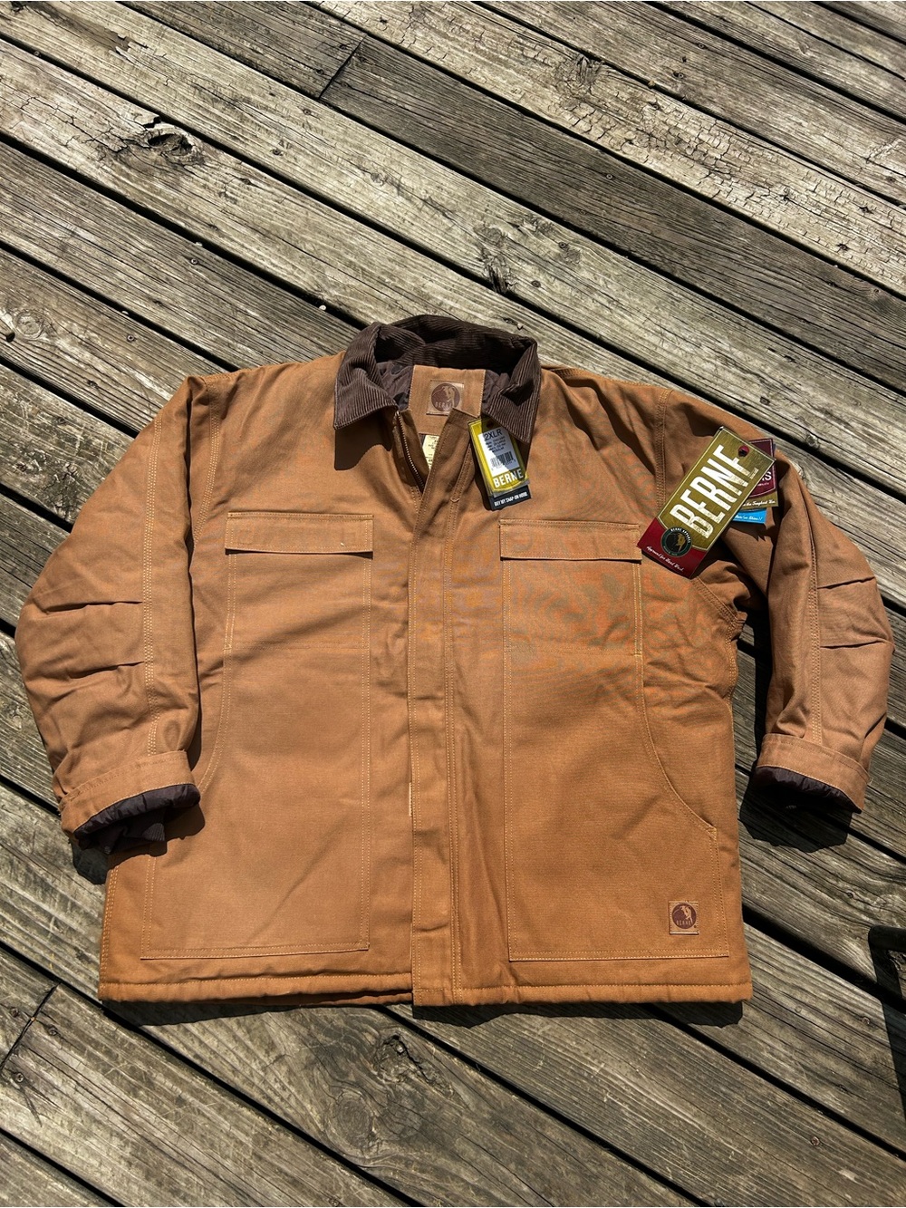 Berne Men's Heritage Duck Chore Coat Quilt Lined Heavy Canvas BrownXXL NEW W/tag